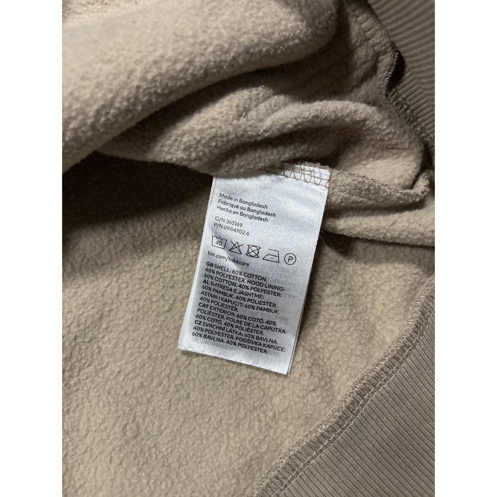 H&M Full Zip Hoodie Women S Earthy Tan Casual Minimalist Fleece Sweatshirt Basic - Picture 4 of 6